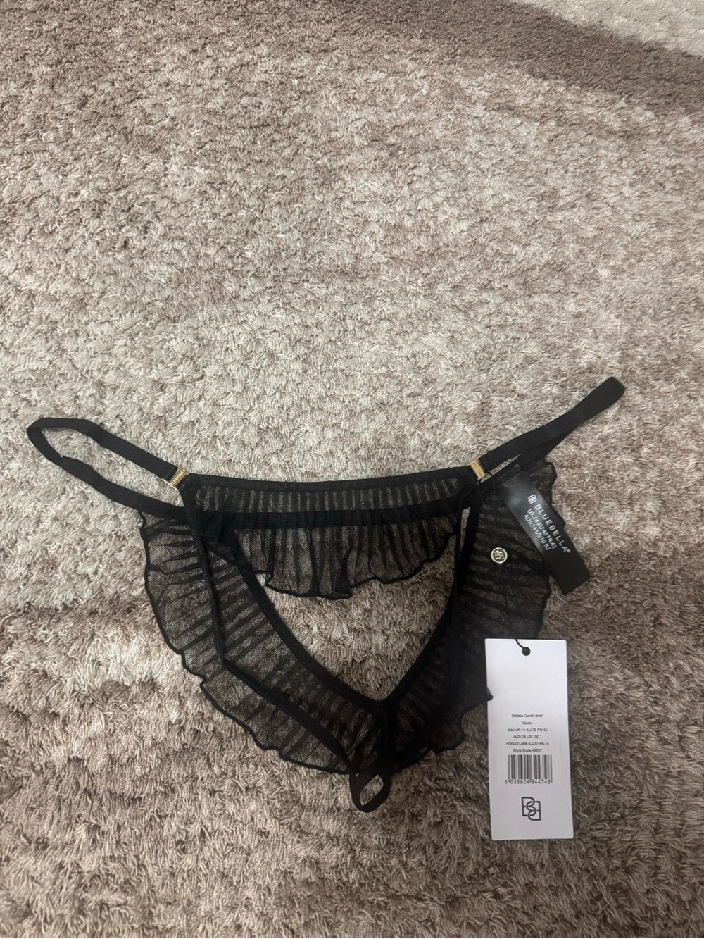 Bluebella Matisse Sheer Open Panty Black